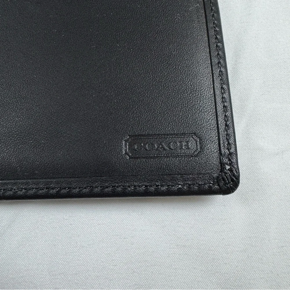 Coach‎ Leather Canvas Wallet Signature Black Classic Bi-fold Wallet Signature